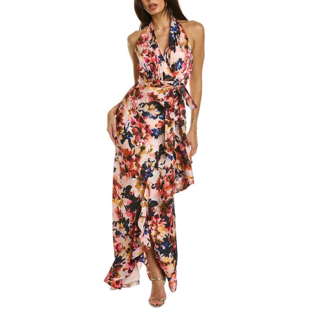 Badgley Mischka Draped Halter Gown